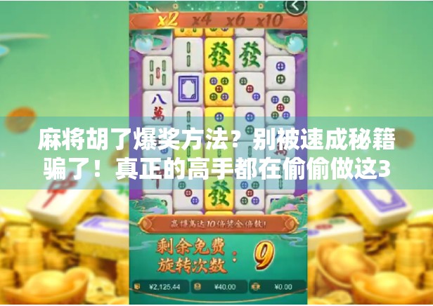 麻将胡了爆奖方法？别被速成秘籍骗了！真正的高手都在偷偷做这3件事！
